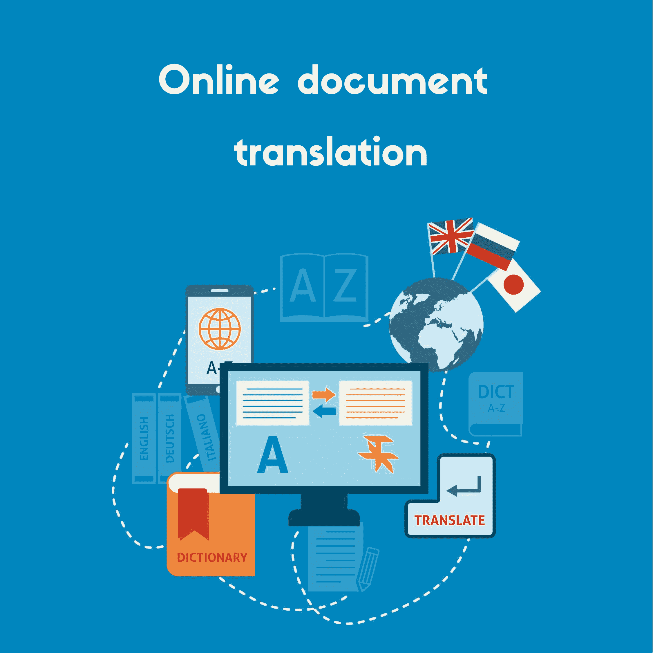 This image gives you an idea of how the online document translation tool will work to translate your document.