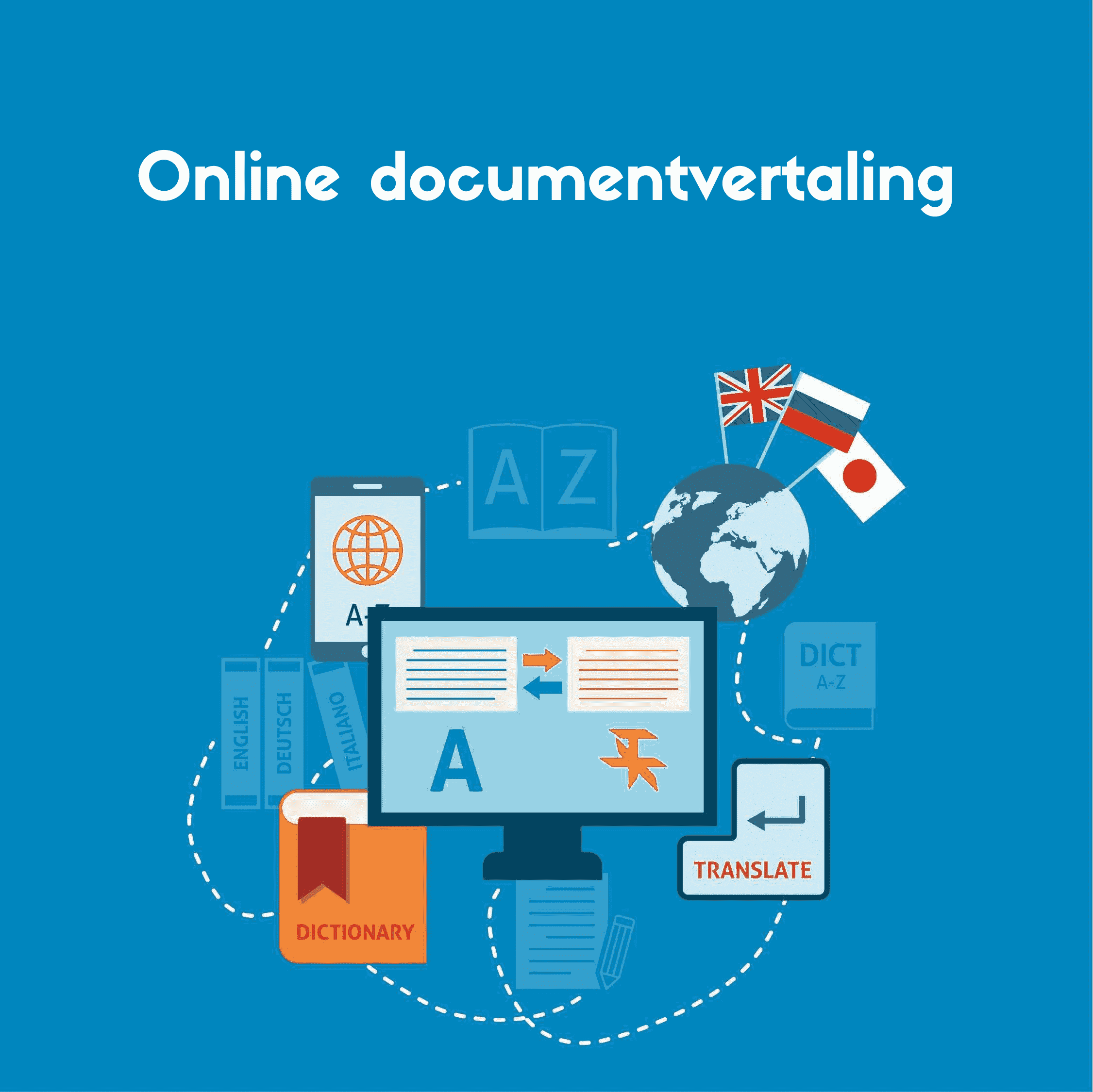 Deze afbeelding geeft je een idee van hoe de online vertaaltool werkt om je document te vertalen.